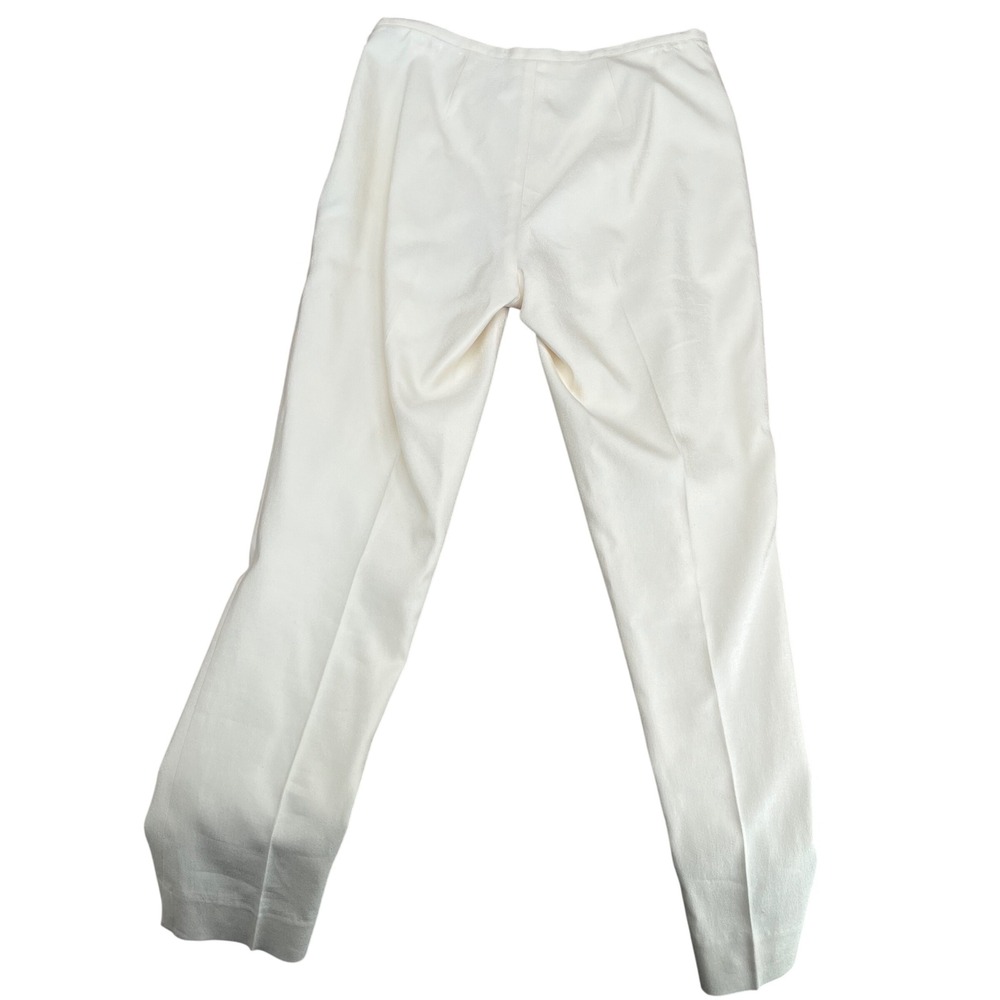 J. McLaughlin Trousers Women 2 Cream Silk Blend Straight Leg Side Zip - Picture 7 of 7